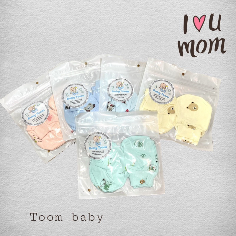 Bao tay bao chân, mũ thóp thun lạnh cho bé sơ sinh Baby Toom