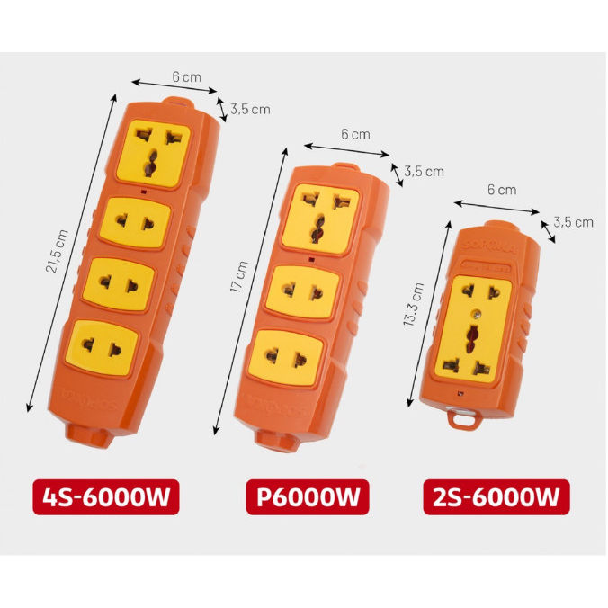 Ổ Cắm Điện Siêu Chịu Tải SOPOKA 2S - 6000W 4S - 6000W P6000W