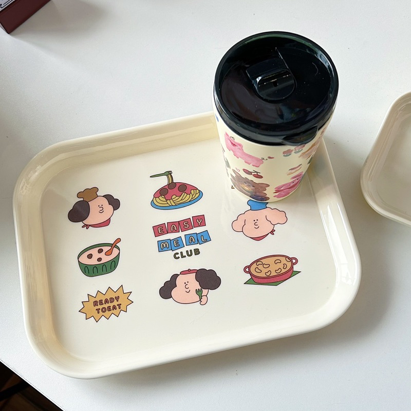 Mâm nhựa style hàn để bánh nước