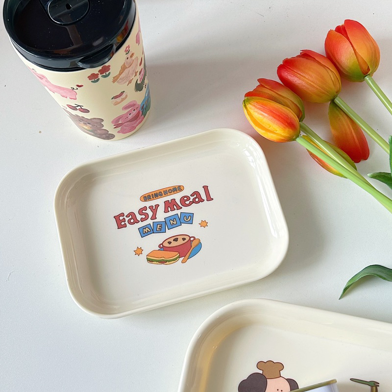 Mâm nhựa style hàn để bánh nước