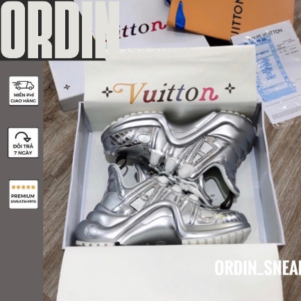 Giày LV Archligh Trắng Bạc Đế Cao Lai Au SC