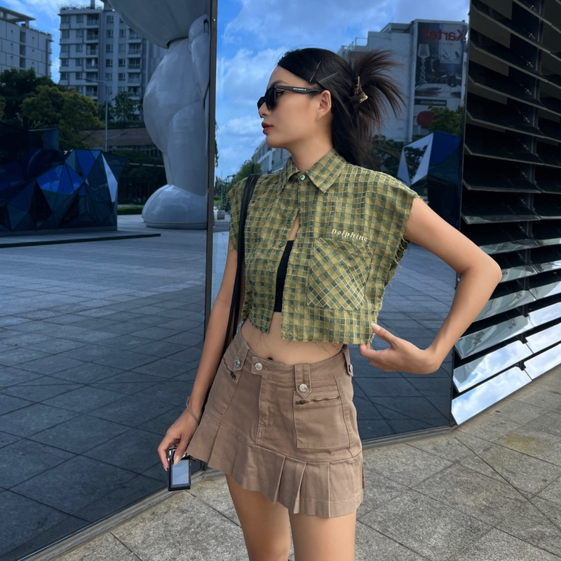 _ Áo sơmi caro tay ngắn | Paola top