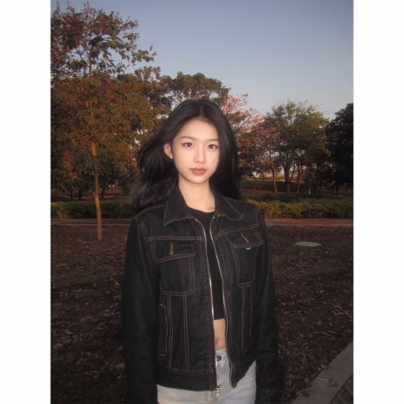 ÁO KHOÁC JEAN/ DENIM DÁNG CROPTOP ÔM CÓ DÂY KÉO
