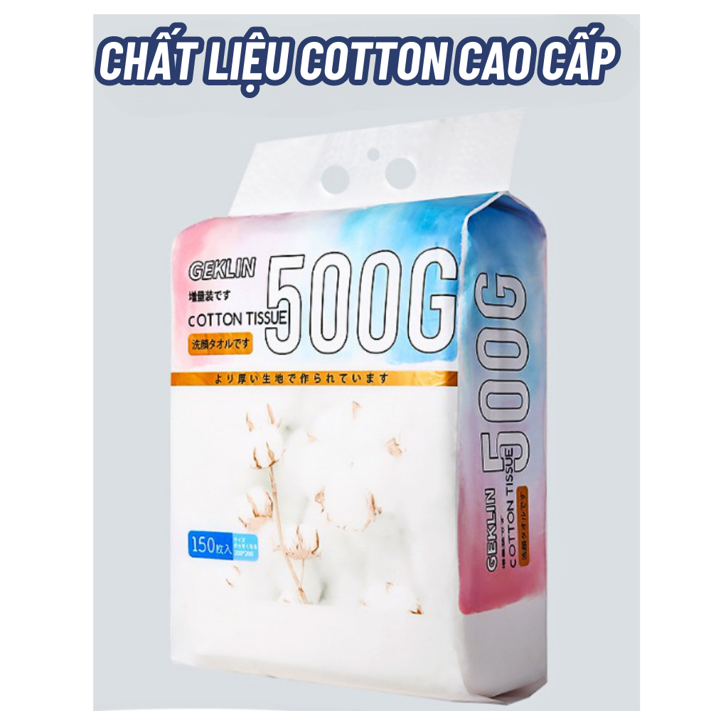 Túi 150 tờ Khăn lau mặt khô Sipiao màu trắng 100% Cotton dùng 1 lần, giấy rút đa năng