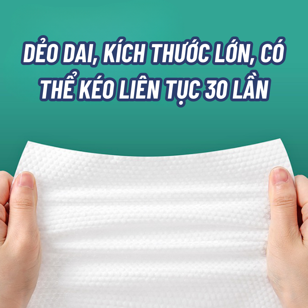 Túi 150 tờ Khăn lau mặt khô Sipiao màu trắng 100% Cotton dùng 1 lần, giấy rút đa năng