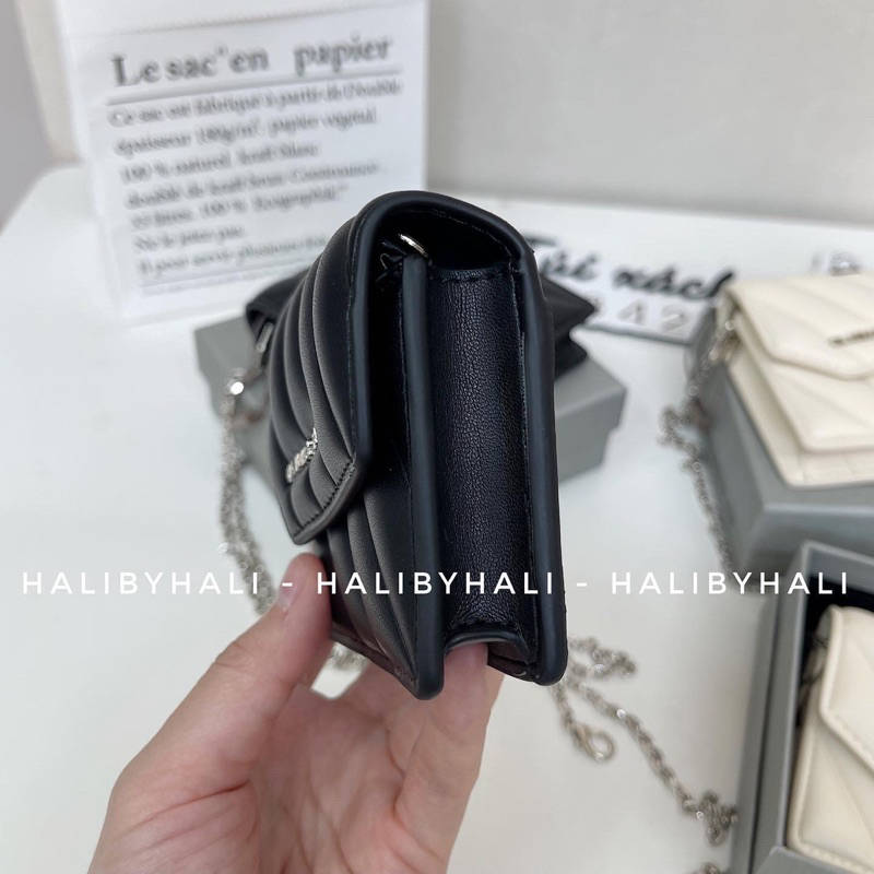 Ví cnk mini da trám kèm dây xích đeo chéo thời trang phối đồ siêu xinh