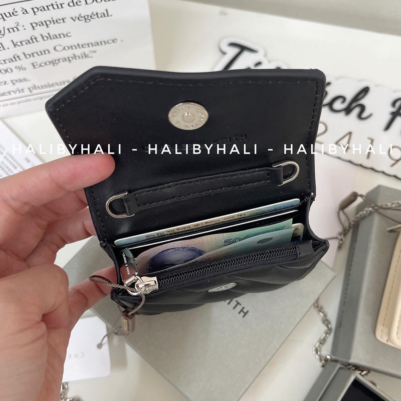 Ví cnk mini da trám kèm dây xích đeo chéo thời trang phối đồ siêu xinh