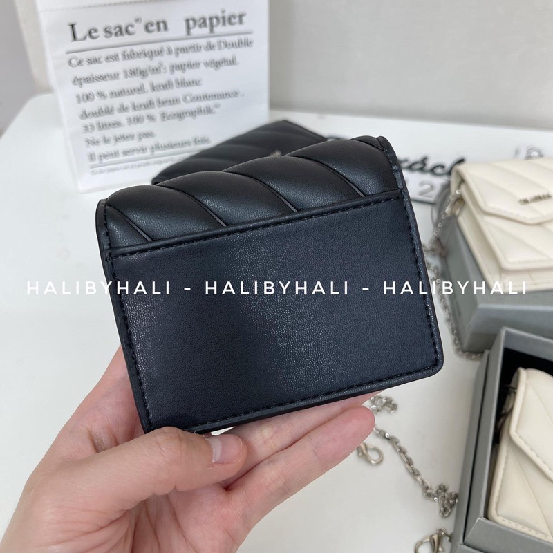 Ví cnk mini da trám kèm dây xích đeo chéo thời trang phối đồ siêu xinh