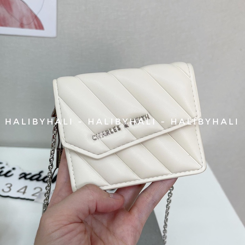 Ví cnk mini da trám kèm dây xích đeo chéo thời trang phối đồ siêu xinh