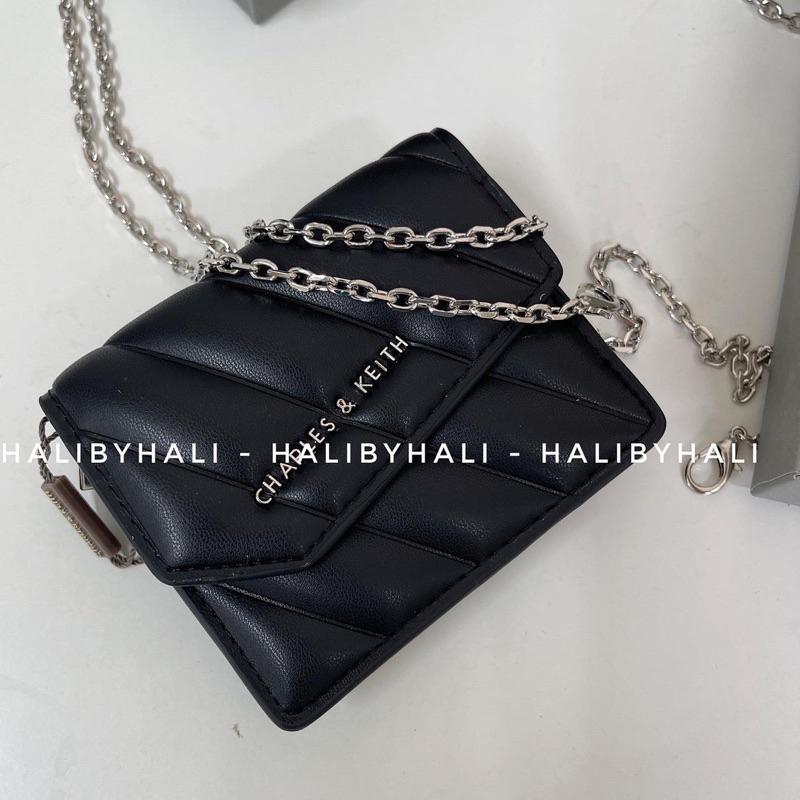 Ví cnk mini da trám kèm dây xích đeo chéo thời trang phối đồ siêu xinh