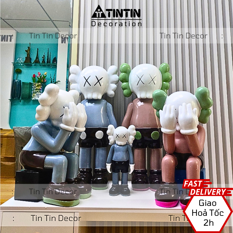 Mô hình búp bê KAWS dùng decor trang trí nội thất cao cấp sang trọng size lớn- Đứng, Ngồi - 44cm, 61cm
