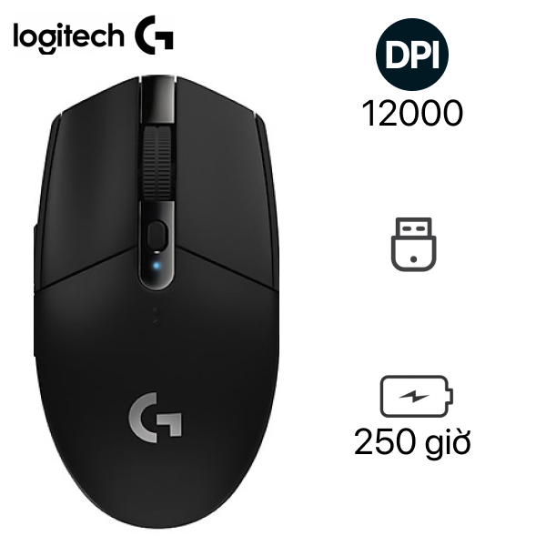 Chuột không dây G304 Logitech Lightspeed - 12k DPI, nhẹ, 6 nút lập trình hàng nhập khẩu- bảo hành 1 năm