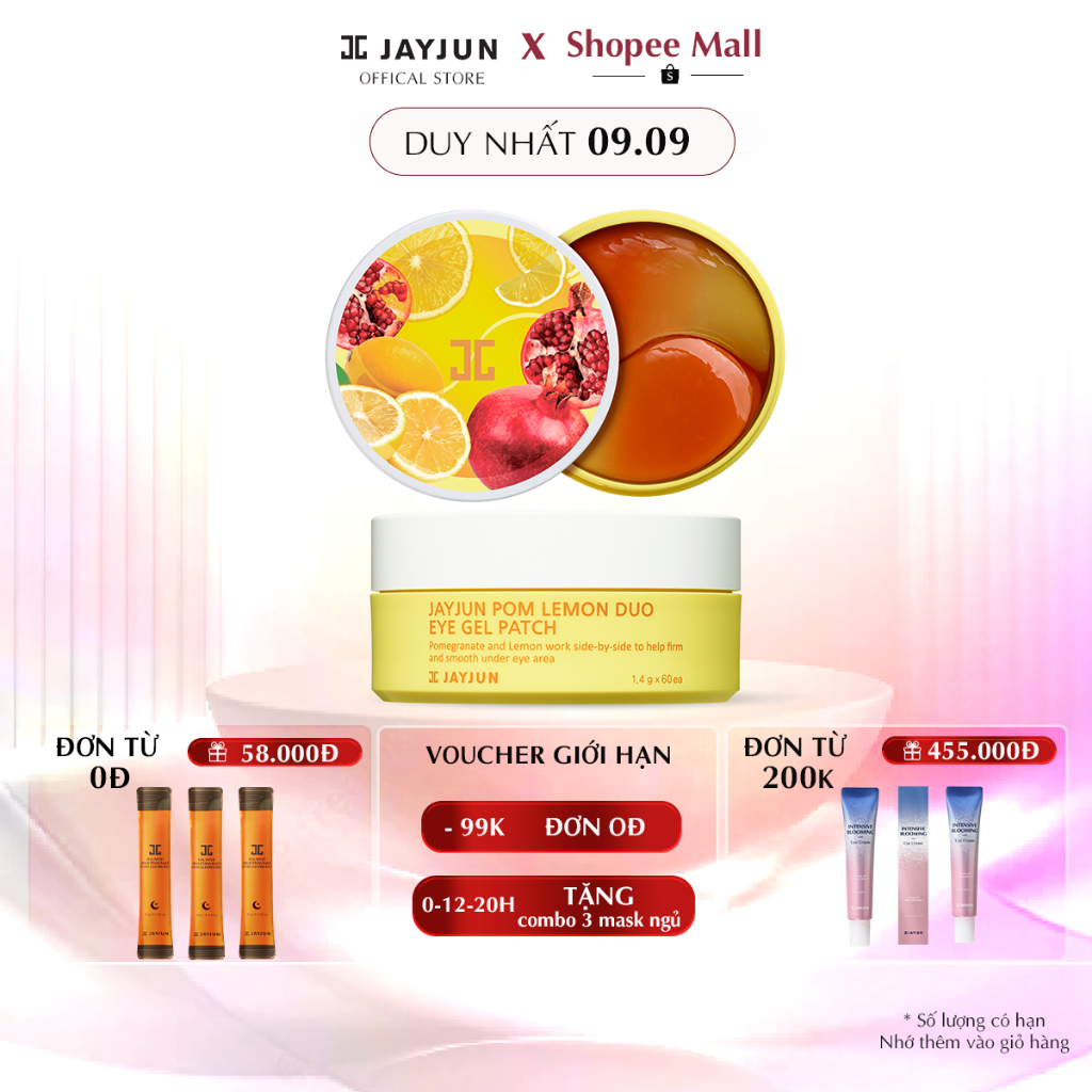 Mặt Nạ Mắt Chanh Lựu Làm Sáng Da, Giảm Quầng Thâm, Giảm Nếp Nhăn JAYJUN POM LEMON DUO EYE GEL PATCH