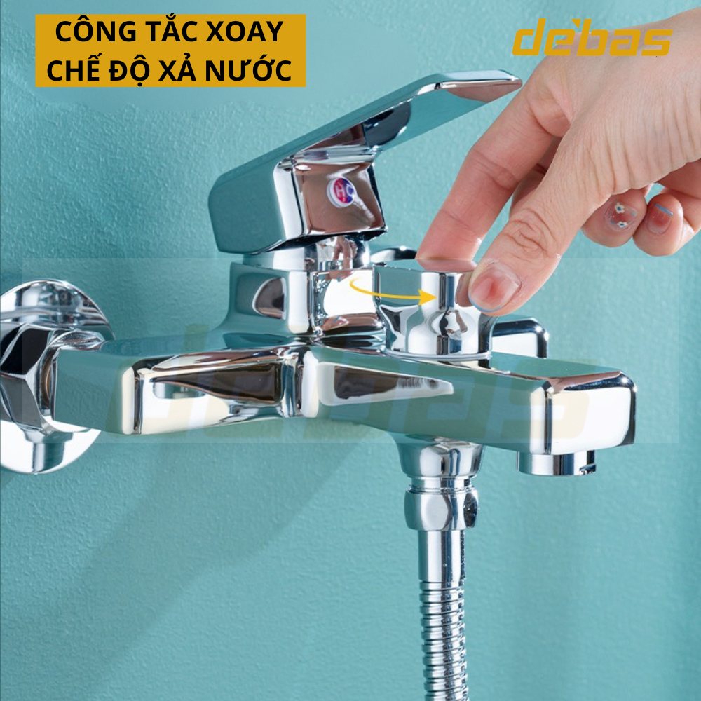 Bộ vòi sen tắm nóng lạnh cao cấp đồng mạ crom bảo hành 36 tháng chính hãng Debas V5318