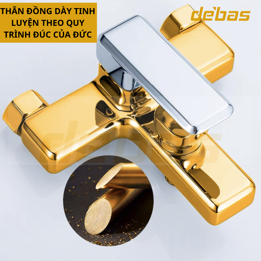 Bộ vòi sen tắm nóng lạnh cao cấp đồng mạ crom bảo hành 36 tháng chính hãng Debas V5318