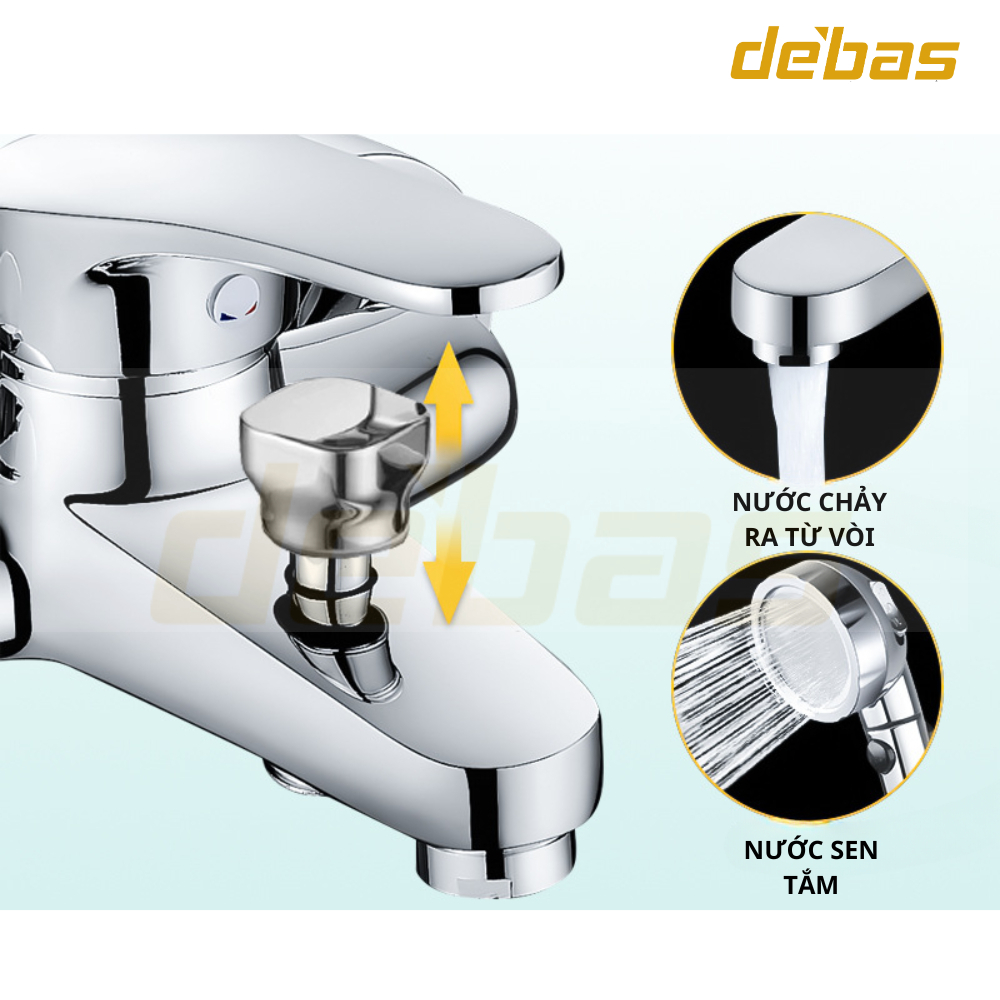 Bộ vòi sen tắm nóng lạnh cao cấp đồng mạ crom bảo hành 36 tháng chính hãng Debas V5318