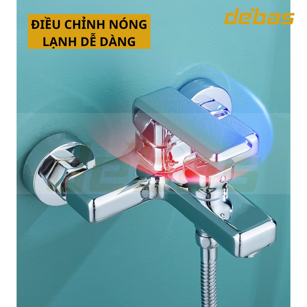 Bộ vòi sen tắm nóng lạnh cao cấp đồng mạ crom bảo hành 36 tháng chính hãng Debas V5318