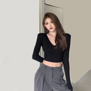 Áo thun croptop cổ tim len tăm EAPHA09