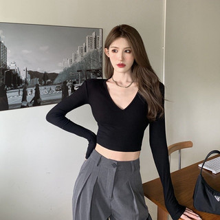 Áo thun croptop cổ tim len tăm EAPHA09
