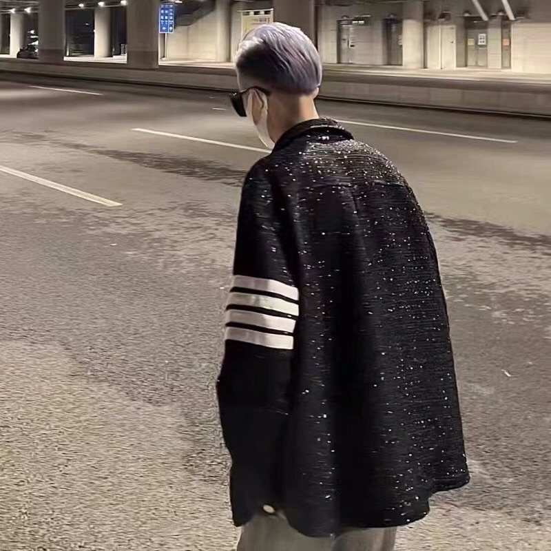 Áo khoác Thom vạch tay kim tuyến unisex nam nữ chất dày dặn, áo khoác dạ kim tuyến Thome nam nữ hot trend 2023