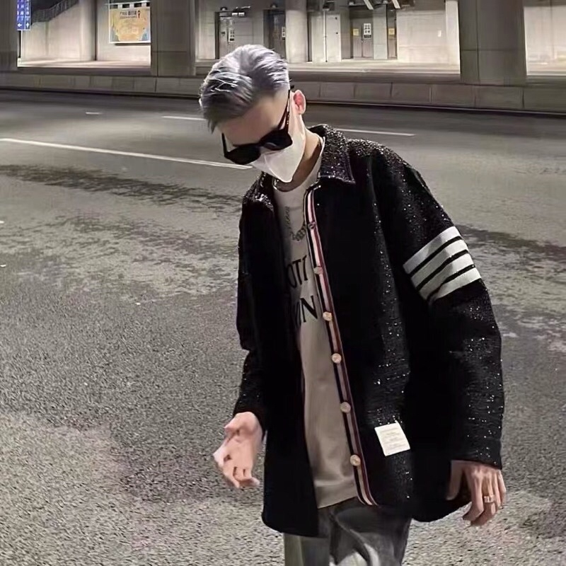 Áo khoác Thom vạch tay kim tuyến unisex nam nữ chất dày dặn, áo khoác dạ kim tuyến Thome nam nữ hot trend 2023