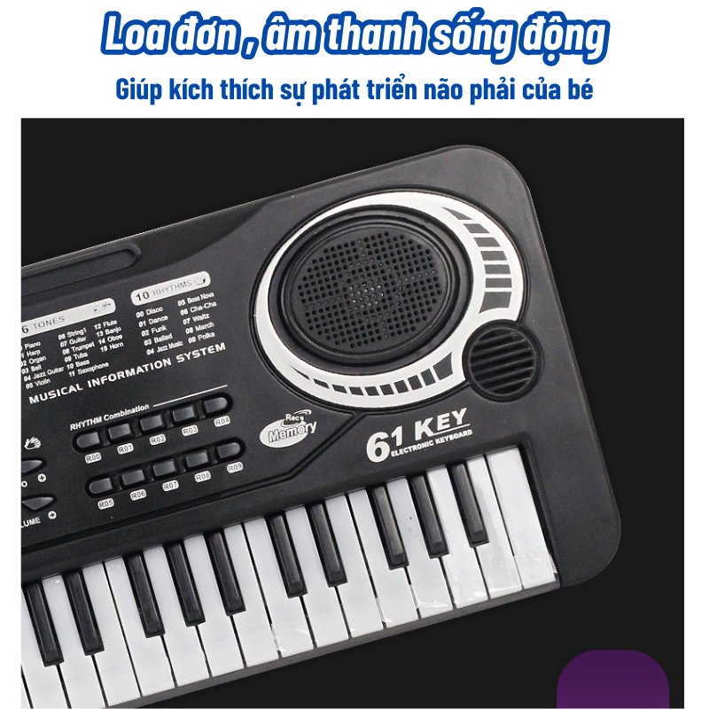 Đàn điện tử cho bé đàn piano 61 phím có mic đa dạng bài hát nút nhạc và phím giai điệu cho bé tập làm nhạc sĩ