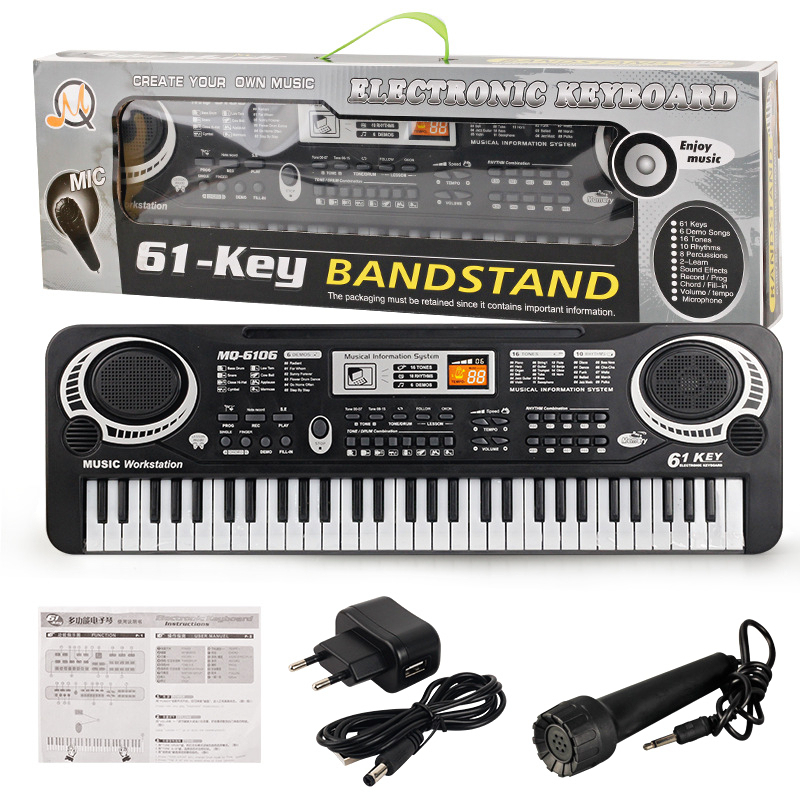 Đàn điện tử cho bé đàn piano 61 phím có mic đa dạng bài hát nút nhạc và phím giai điệu cho bé tập làm nhạc sĩ