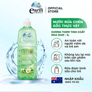 Nước rửa chén earth choice 1l nha đam/chanh rửa được bình sữa cho trẻ, an toàn không khô da tay