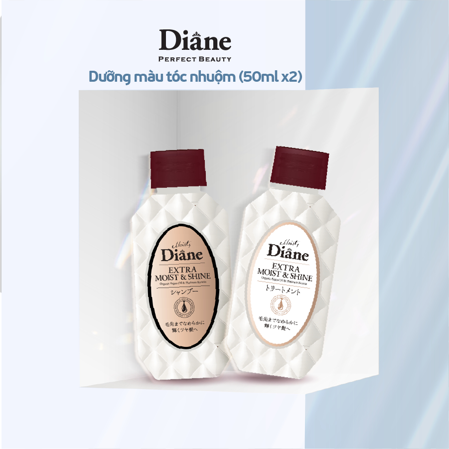 Cặp Gội Xả Vào Nếp Suôn Mượt Moist Diane Extra Straight dành cho mái tóc khô, quăn, không vào nếp 50ml*2