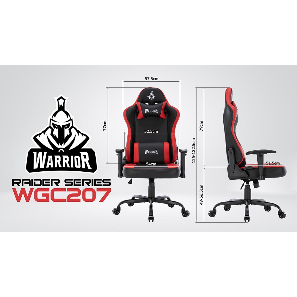 Ghế Gaming Warrior Raider Series WGC206, 206 Plus Black/Red/White/Pink - Chất Liệu Da PU Cao Cấp - Bảo Hành 12 tháng