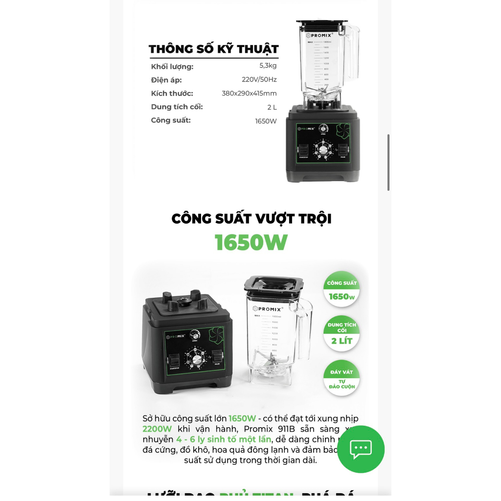 Máy xay sinh tố Promix PM-911B - Phá đá siêu mịn - Phù hợp cho quán kinh doanh