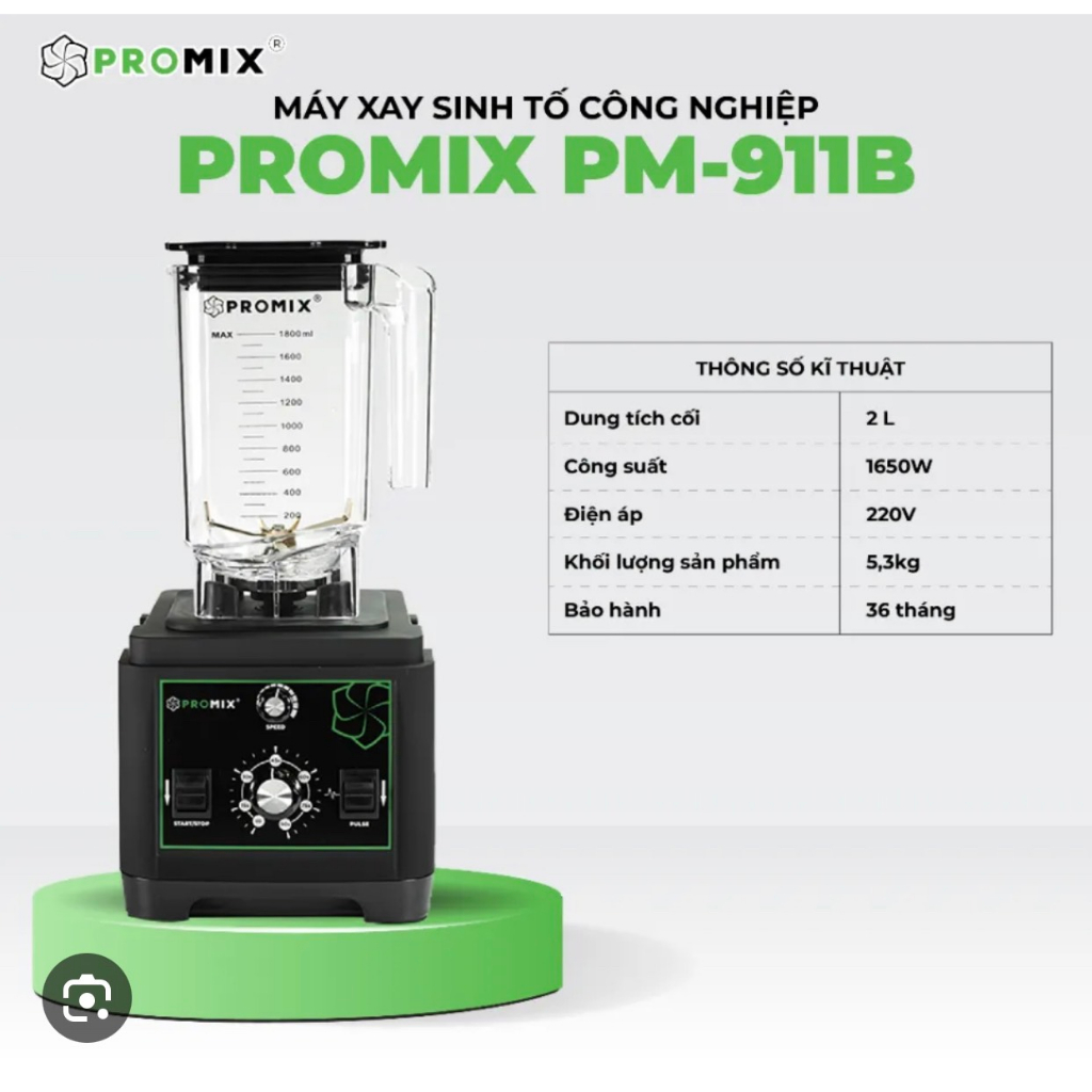 Máy xay sinh tố Promix PM-911B - Phá đá siêu mịn - Phù hợp cho quán kinh doanh