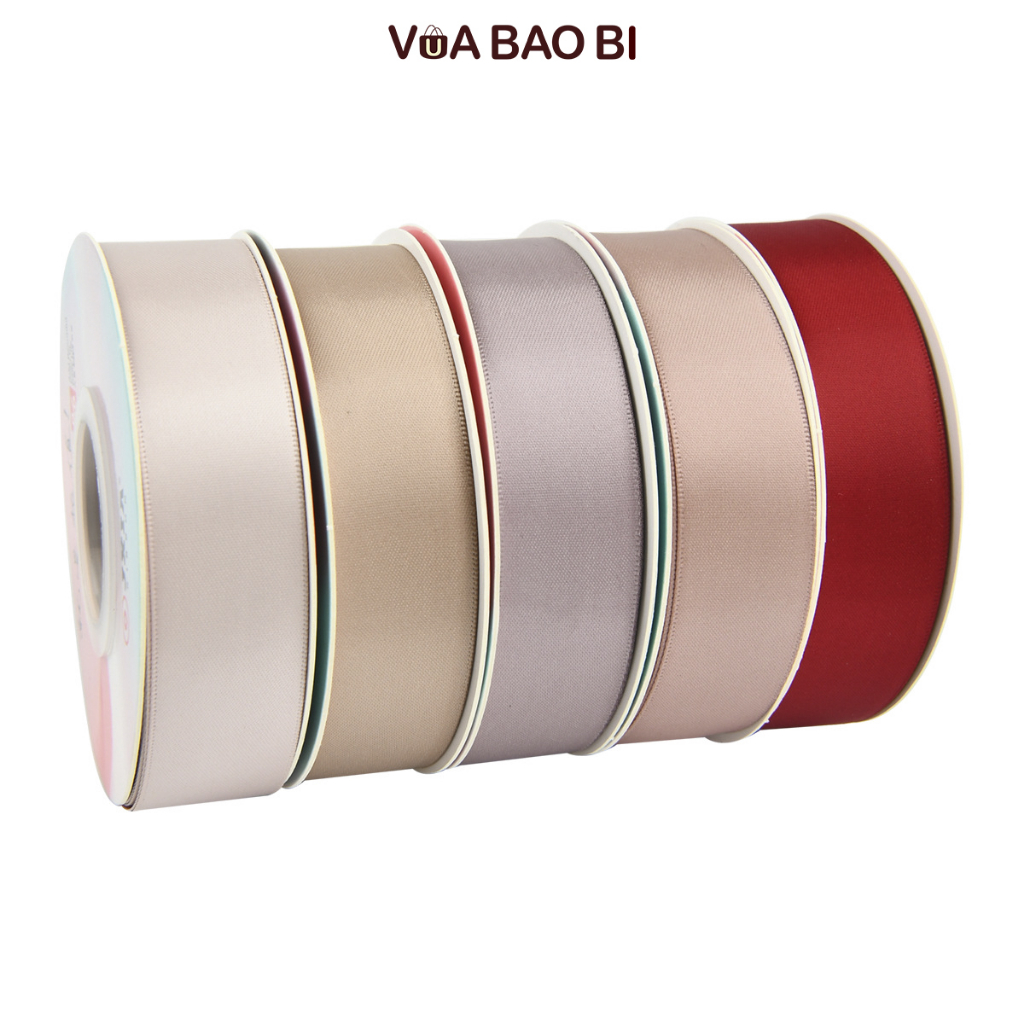 Ruy băng lụa pastel cao cấp bản 2.5cm dài 18m RB06 cuộn nơ màu trơn chất liệu cao cấp trang tri quà tặng