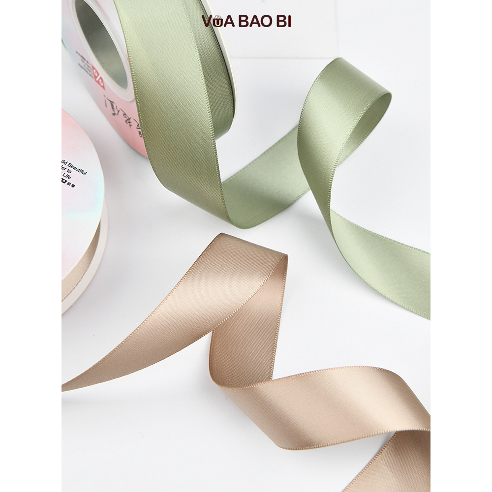 Ruy băng lụa pastel cao cấp bản 2.5cm dài 18m RB06 cuộn nơ màu trơn chất liệu cao cấp trang tri quà tặng