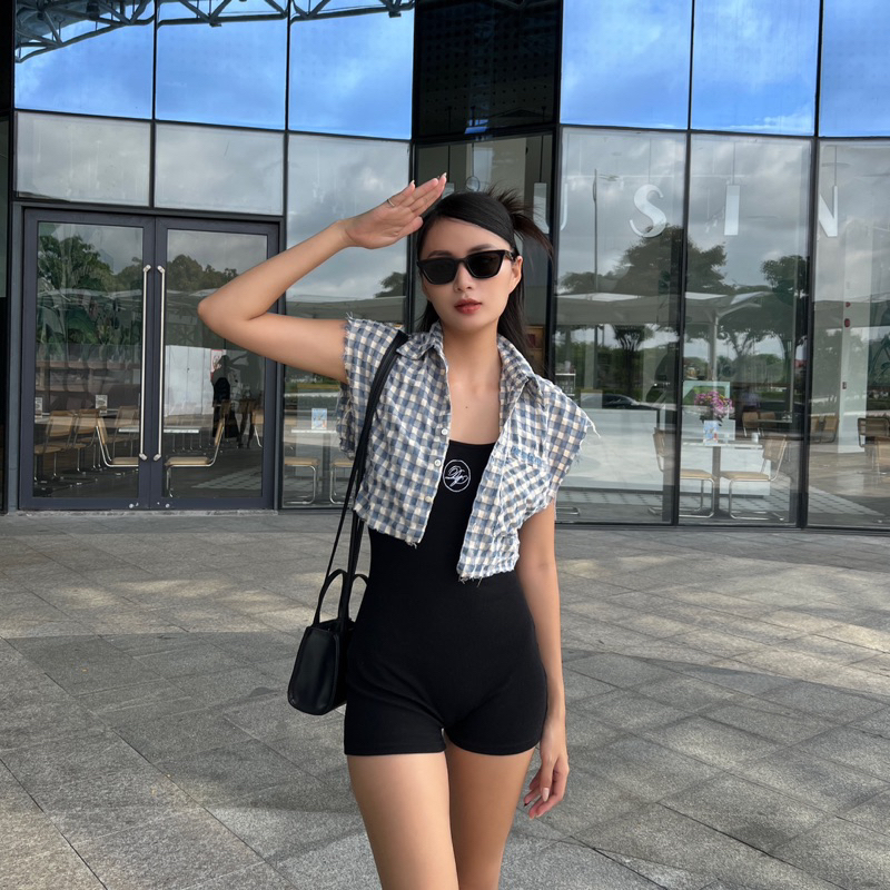 _ Áo sơmi caro tay ngắn | Paola top