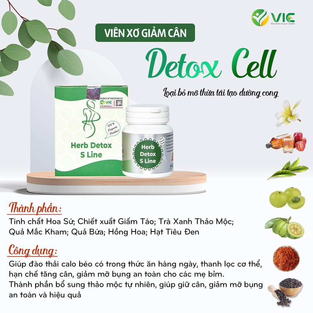 Viên giảm cân thải độc Herd Detox S Line chính hãng hộp 55 viên hỗ trợ