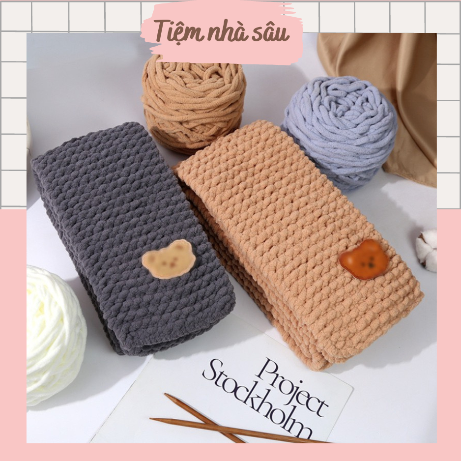 Set nguyên liệu đan khăn len nhung đũa, mềm mại (Có video hướng dẫn kèm theo)