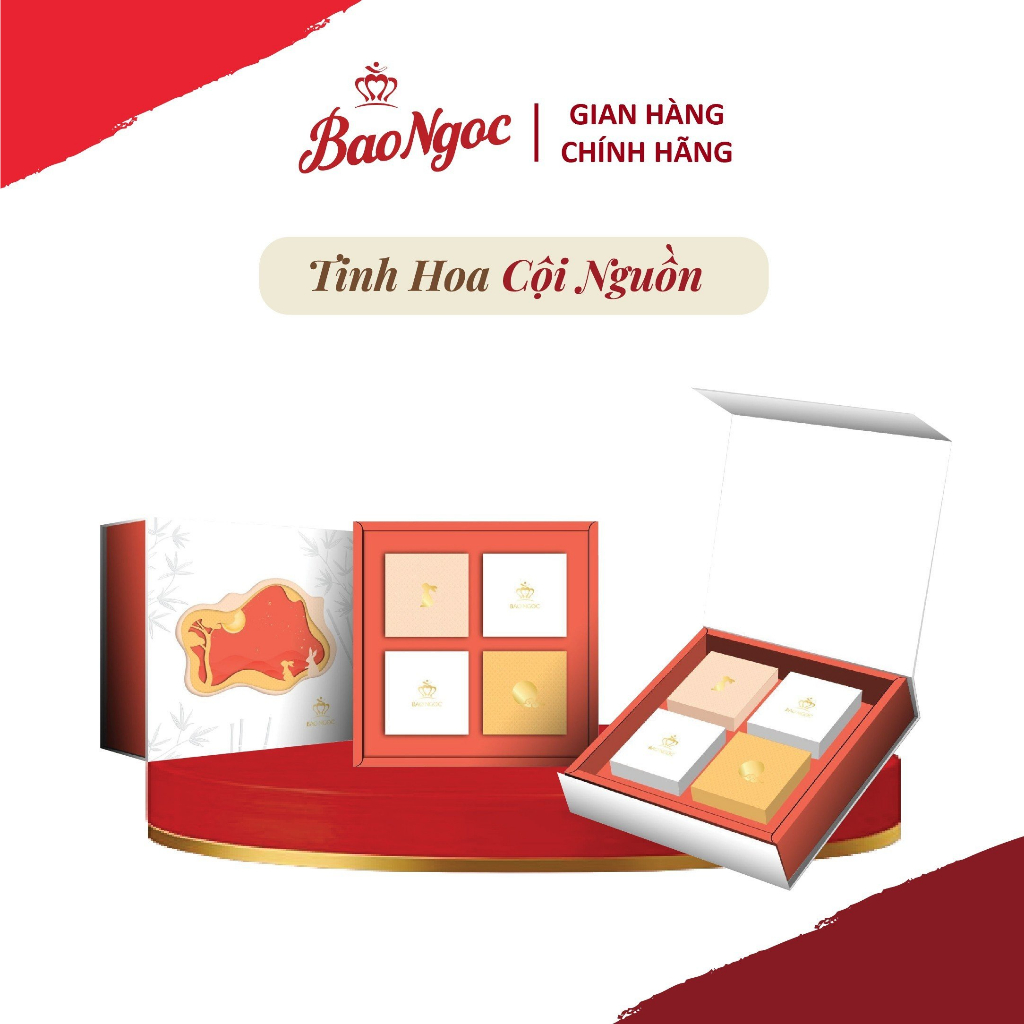 Bánh Trung Thu Bảo Ngọc cao cấp - Tinh hoa cội nguồn - Gồm 4 bánh 80g