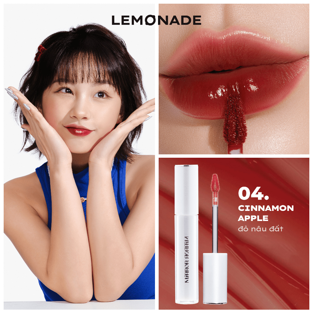 Combo Son tint bóng không dính bền màu Lemonade Mirror Mirror Water Tint 4g và Son lót dưỡng đầy môi Lip Filler 4.5g