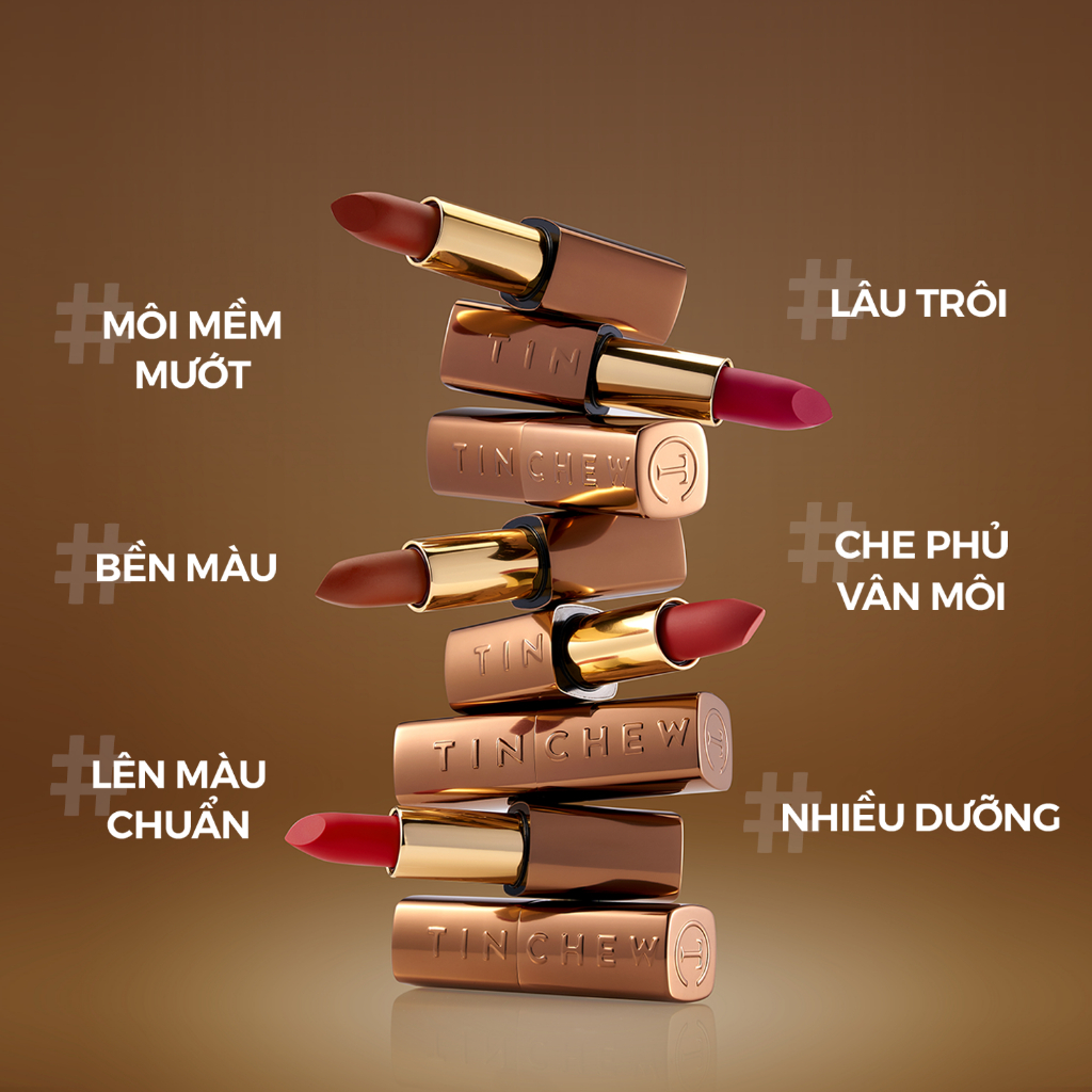 Son Thỏi Cao Cấp Hàn Quốc Tinchew Lip Color Stick 3.5g son lì 4 màu