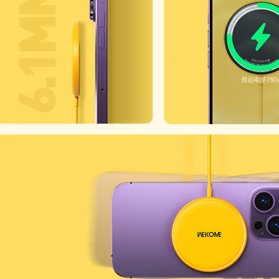 💕CHÍNH HÃNG💕 Sạc không dây WEKOME WP-U166 thiết kế màu vàng bắt mắt bền đẹp