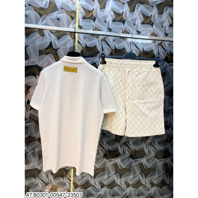 Bộ nam LV họa tiết loang thêu vân nổi phong cách trẻ trung from chuẩn