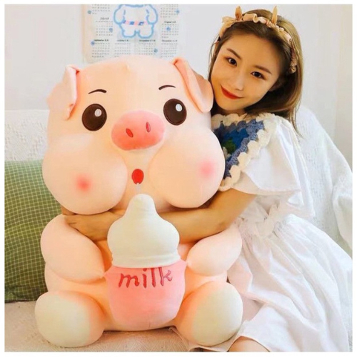 Gấu bông heo ôm bình sữa lợn bú bình size 50/65/90/100cm, mẫu thú nhồi bông siêu cute hàng cao cấp mềm mịn