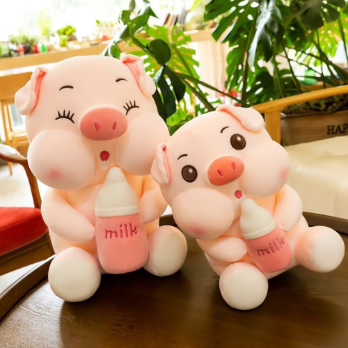 Gấu bông heo ôm bình sữa lợn bú bình size 50/65/90/100cm, mẫu thú nhồi bông siêu cute hàng cao cấp mềm mịn