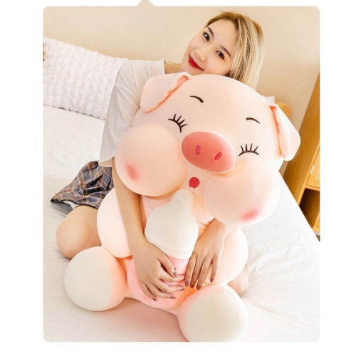 Gấu bông heo ôm bình sữa lợn bú bình size 50/65/90/100cm, mẫu thú nhồi bông siêu cute hàng cao cấp mềm mịn