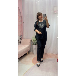 ĐỒ LAM BIGSIZE Nữ ( Bộ lam thêu chữ Tâm 68-95kg)