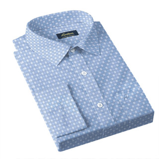 Áo Sơ Mi Nam Công Sở Trung Niên Thương Hiệu Anton Màu Xanh Họa Tiết Caro Trắng Nhỏ Sọc Đen Dài Tay - AC27