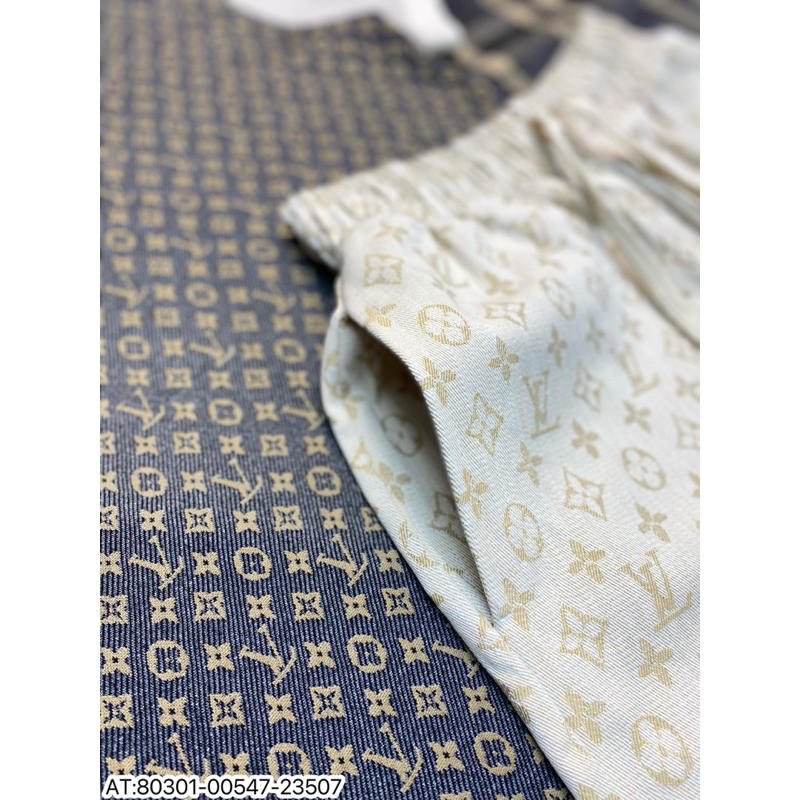 Bộ nam LV họa tiết loang thêu vân nổi phong cách trẻ trung from chuẩn