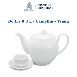 Bộ Ấm Trà 0.8L Camellia Trắng - Gốm sứ cao cấp Minh Long I