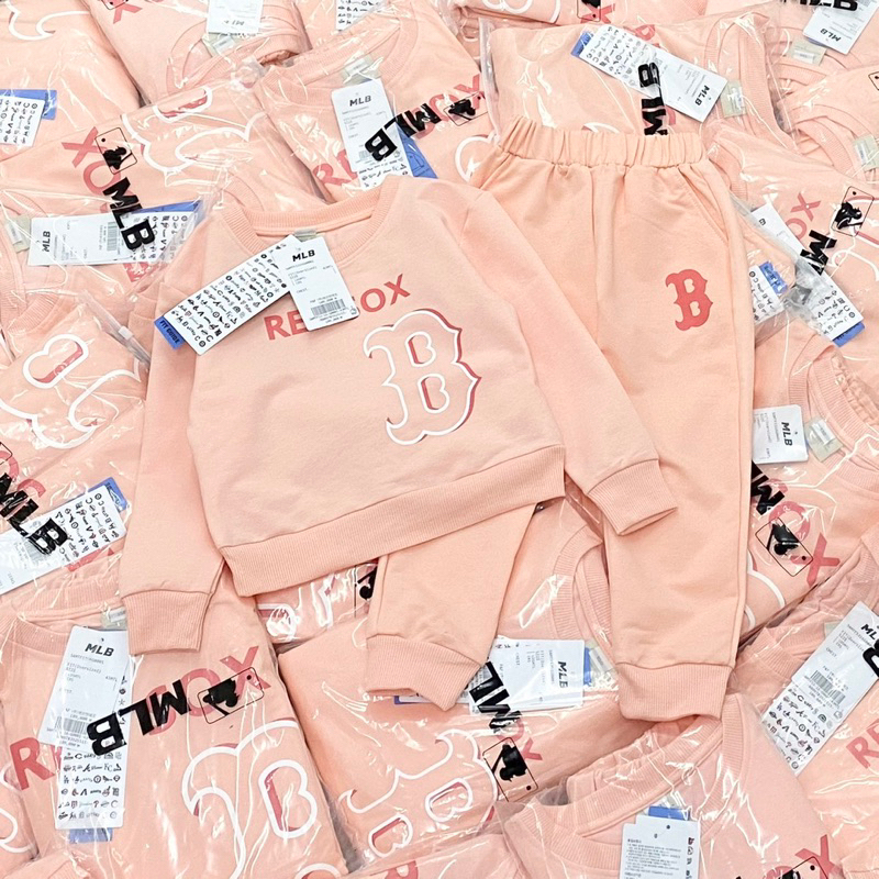 Bộ nỉ da cá Red.sox M.lb màu hồng siêu xinh cho bé gái size từ 12-35 cân